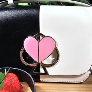 SOLDe ~ Kate Spade Nicola Leather Bag, Pink Twistlock, Black & Creamy White